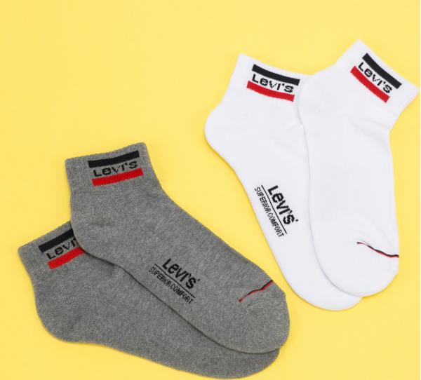 Levi's ® 2Pack Mid Cut Sportwear Logo Socks bílé / melange šedé