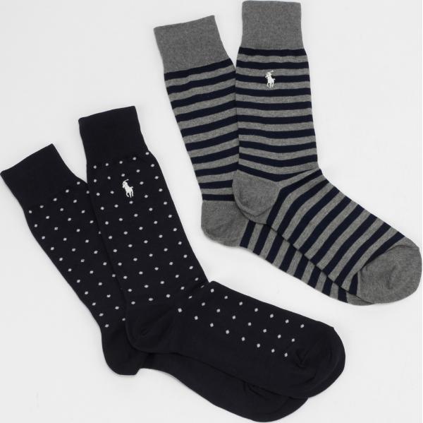 Polo Ralph Lauren 2Pack Dot Stripe Crew navy / melange tmavě šedé / bílé