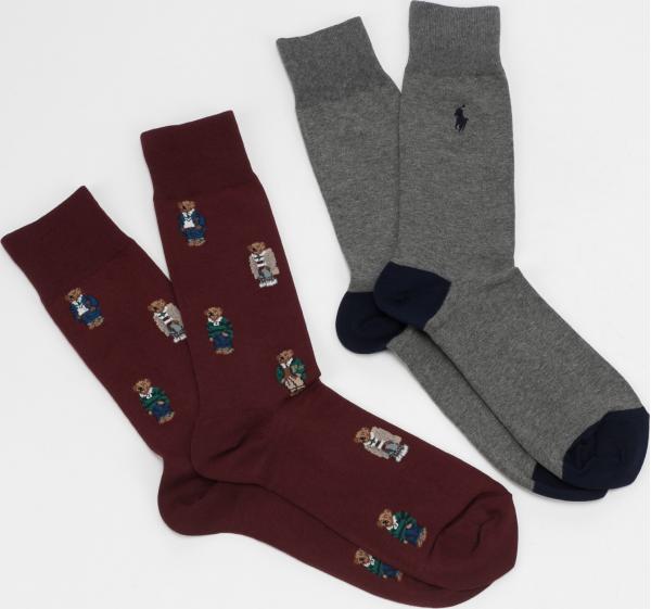 Polo Ralph Lauren 2Pack Bear Quad Crew vínové / melange tmavě šedé / navy