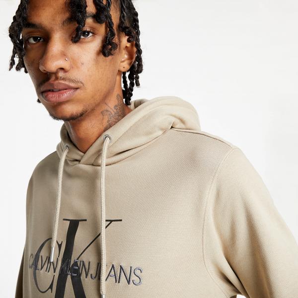 Calvin Klein Jeans Seasonal Monogram Regular Hoodie Crockery/ Black Olive