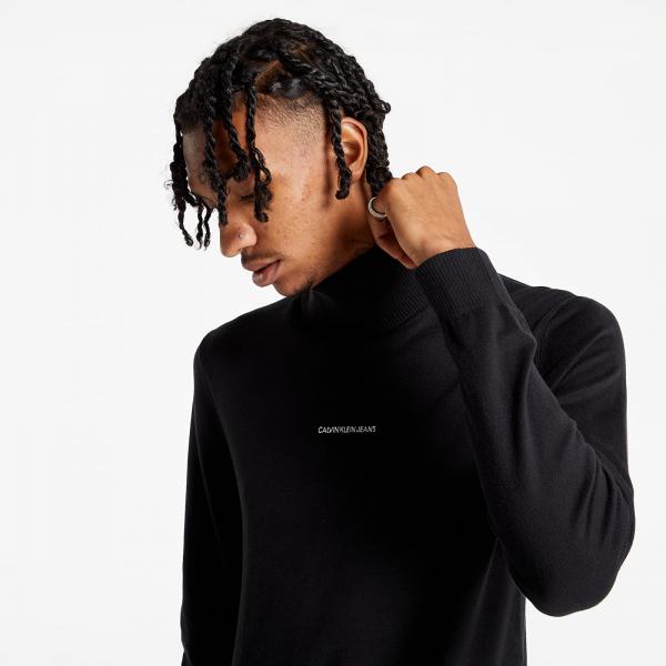 Calvin Klein Jeans Micro Branding Roll Neck Sweater Ck Black
