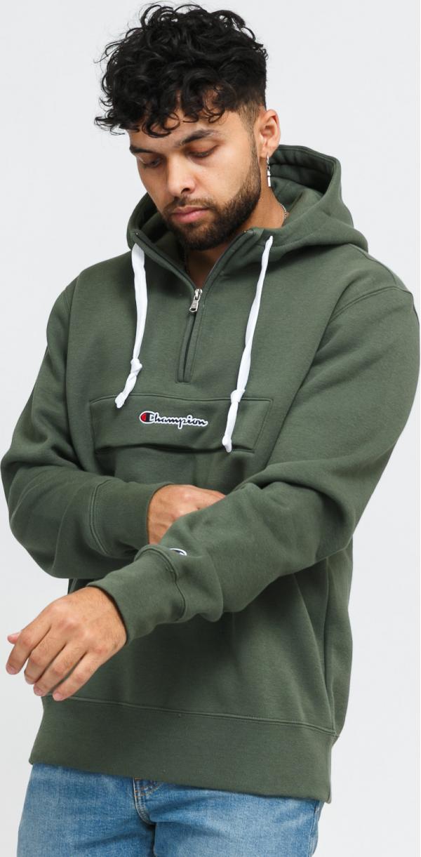 Champion Half Zip Hooded Sweatshirt olivová
