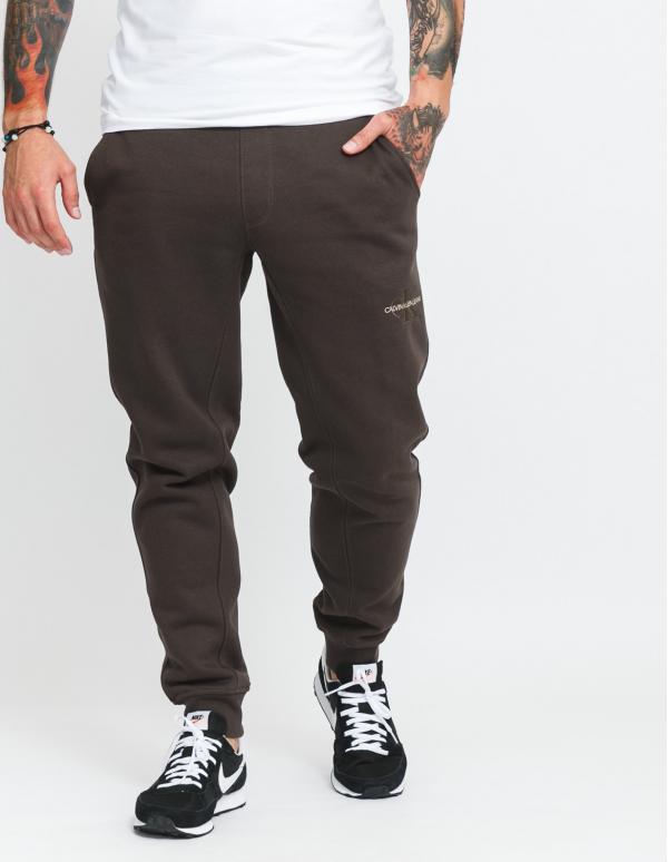 CALVIN KEIN JEANS Off Pleced Iconic Sweatpants tmavě olivové