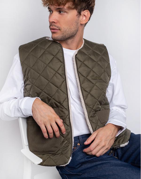 Forét Reflect Reversible Fleece Vest ARMY M