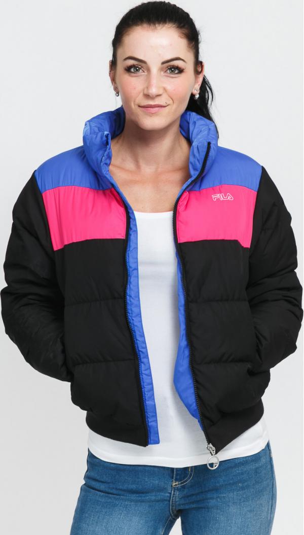 Fila Women Iris Puffer Jacket černá / tmavě růžová / modrá
