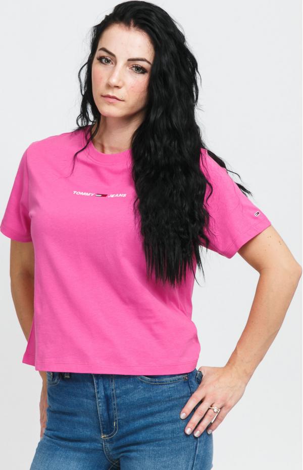 TOMY JEAN Linear ogo Tee růžové