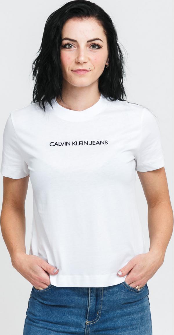 CALVIN KEIN JEANS hrunken Institution Tee bílé