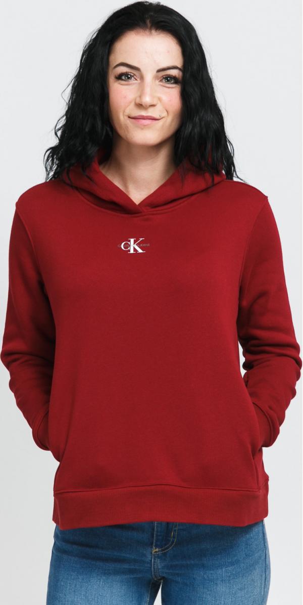 CALVIN KEIN JEAN W Micro onogram Hoodie vínová