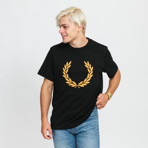 FRED PERRY Flock aurel Wreath Tee černé