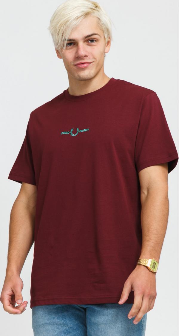 FRED PERRY Embroidered Tee vínové
