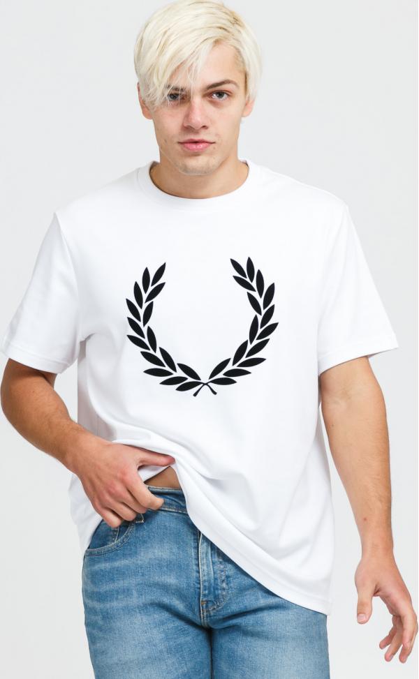 FRED PERRY Flock aurel Wreath Tee bílé
