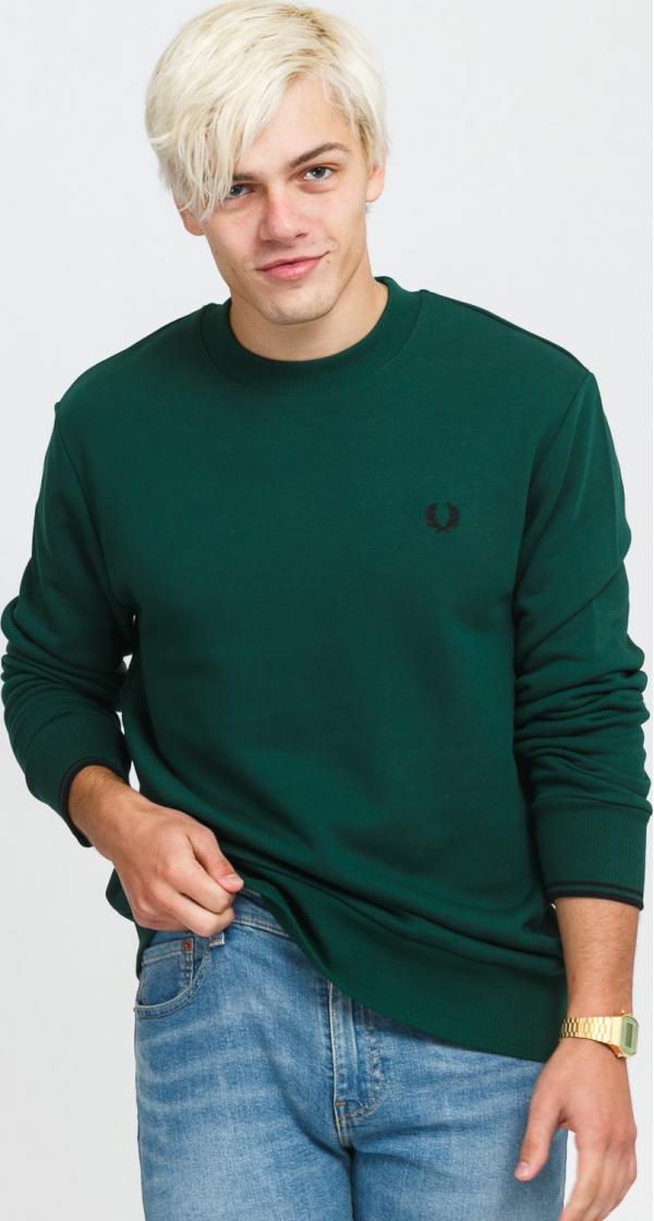 FRED PERRY Crewneck Sweatshirt tmavě zelená