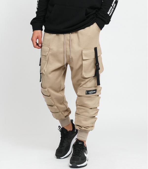 Sixth June Cargo Front Buckle Pocket Pant béžové