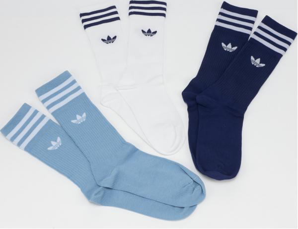 adidas Originals Solid Crew Socks 3Pack bílé / modré / navy