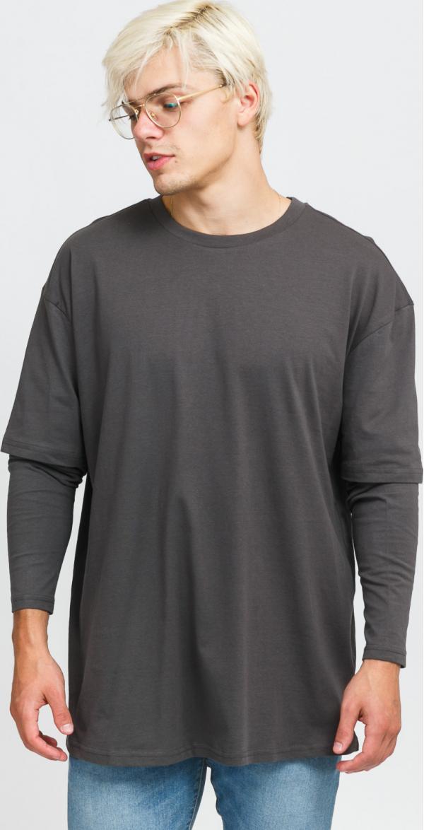 Urban Classics Oversized Shaped Double Layer LS Tee tmavě šedé
