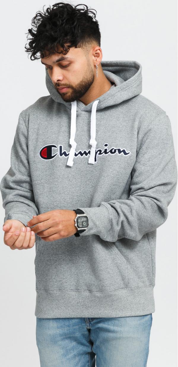 Champion Heavy Combed Organic Cotton Hoodie melange šedá