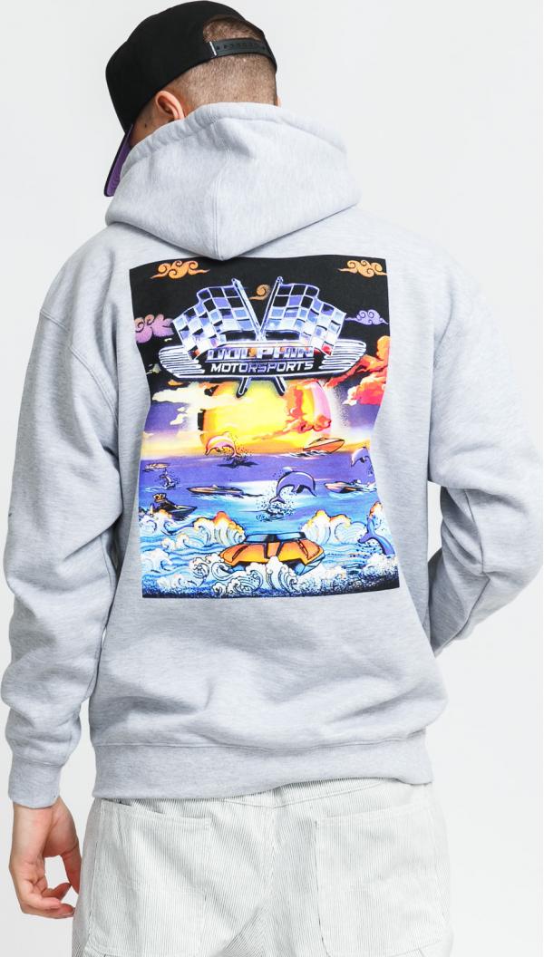 Pink Dolphin Motosport Sunset Hoodie melange šedá