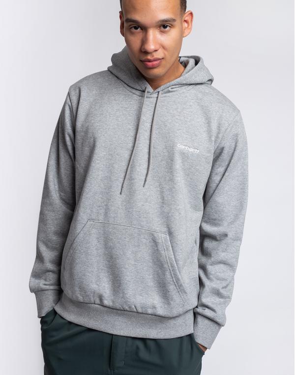 Carhartt WIP Hooded Script Embroidery Sweat Grey Heather / White L