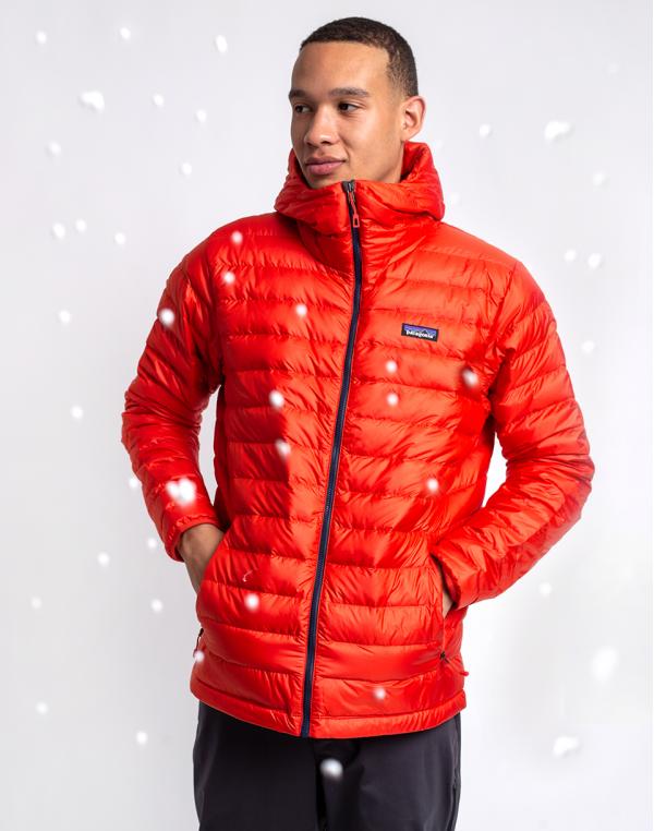 Patagonia M's Down Sweater Hoody Hot Ember S