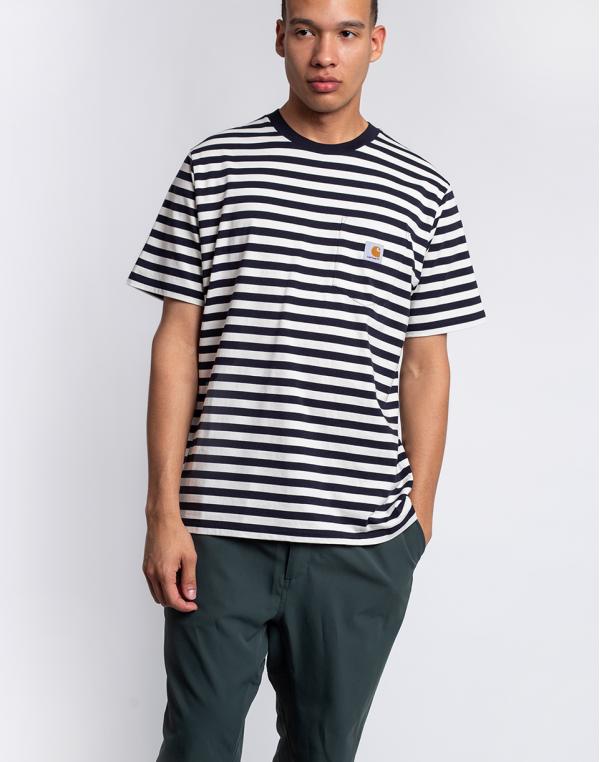 Carhartt WIP S/S Scotty Pocket T-Shirt Scotty Stripe, Dark Navy / Wax L