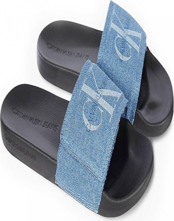 Slide Velcro Denim Pantofle Calvin Klein