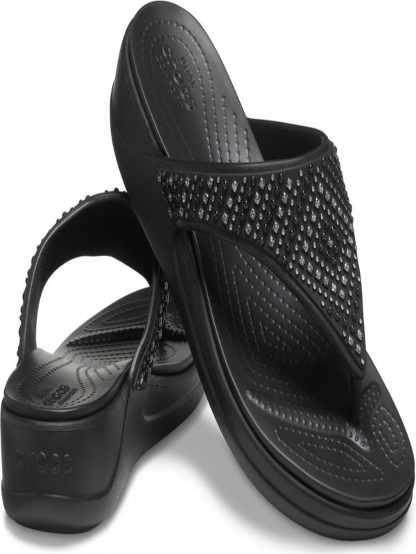 Monterey Shimmer Wedge Black Žabky Crocs