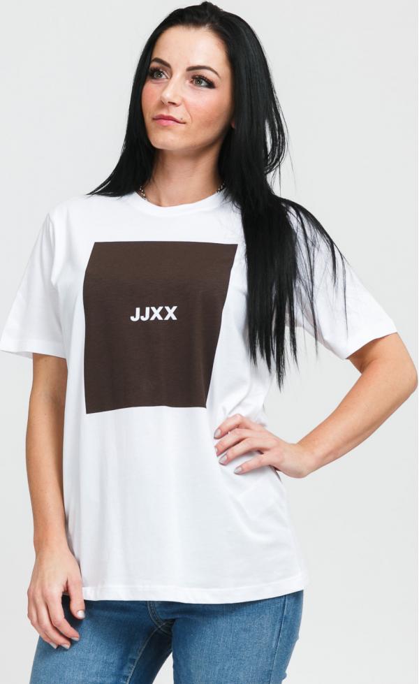 JJ XX JXamber Relaxed Tee bílé / tmavě hnědé