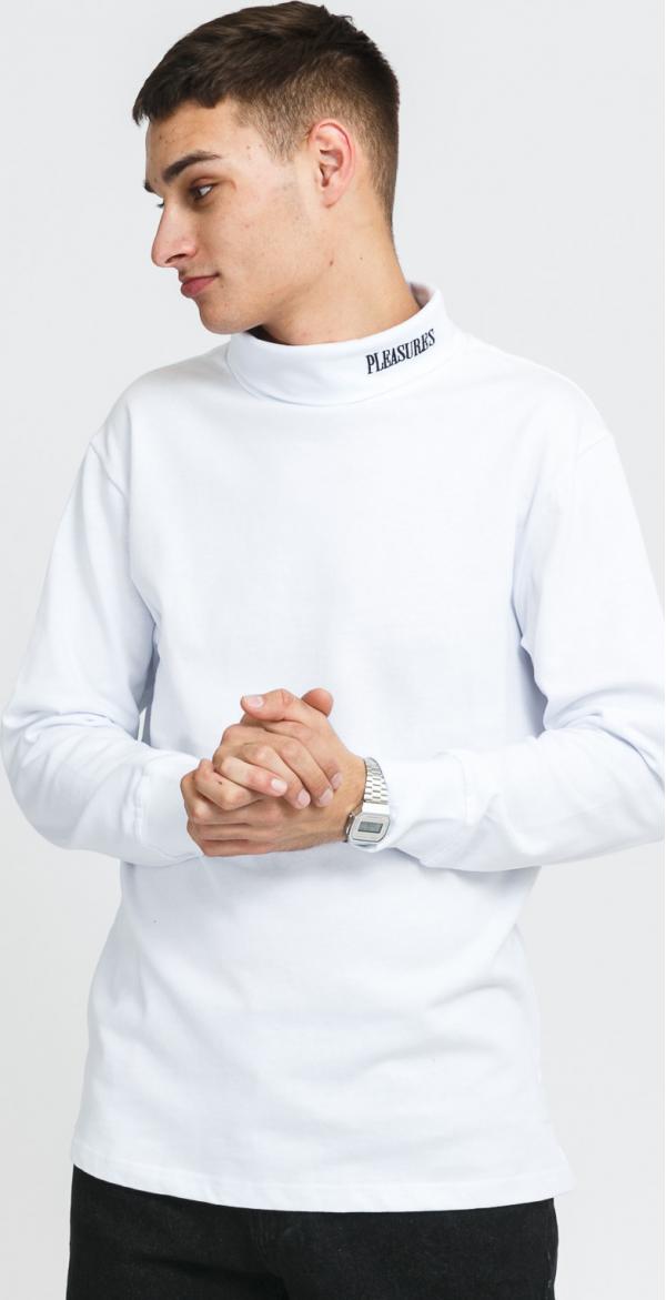 PLEASURES Cut Here Turtleneck S Tee bílé