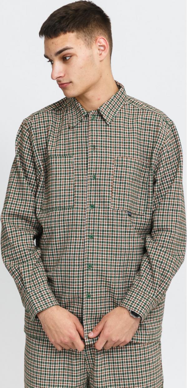 PEASURES Ignition Plaid Shirt bílá / zelená / hnědá