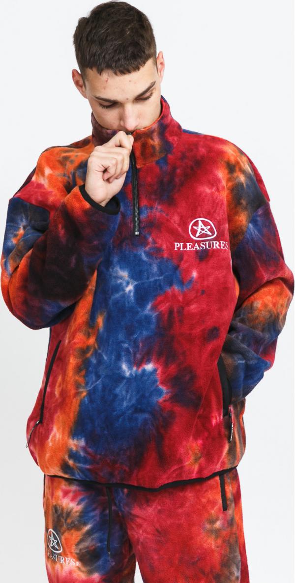 PEASURES Caffeine Polar Fleece Quarter Zip Hoody vínová / oranžová / navy / fialová