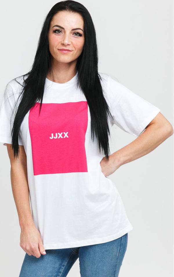 JJ XX JXamber Relaxed Tee bílé / tmavě růžové