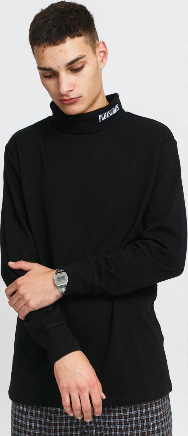 PLEASURES Cut Here Turtleneck S Tee černé