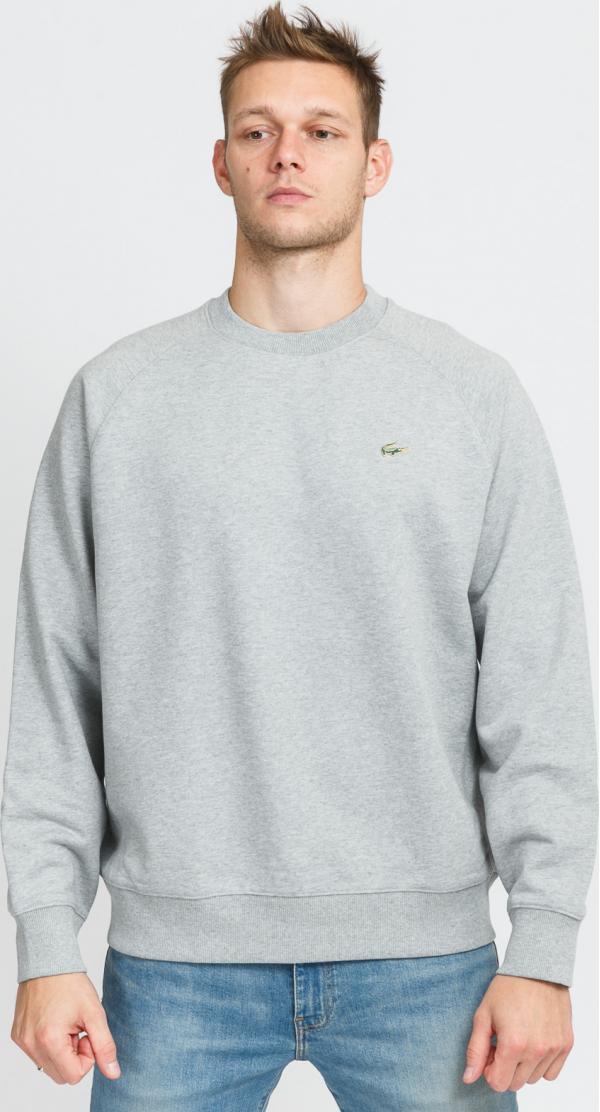 LACOSTE Live oose Cotton Fleece Sweatshirt melange šedá