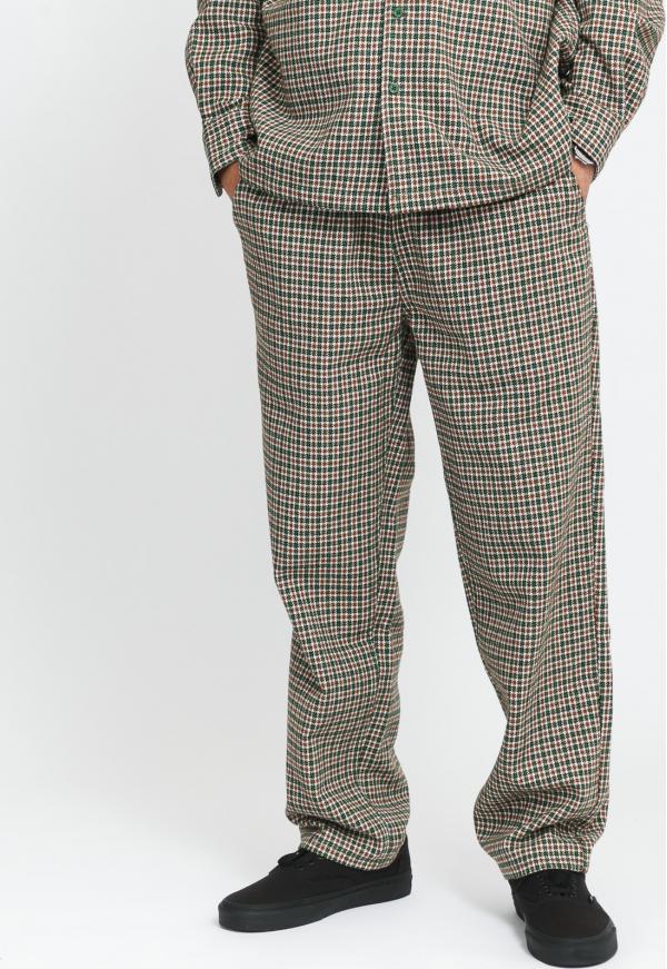 PEASURES Ignition Plaid Pant bílé / zelené / hnědé