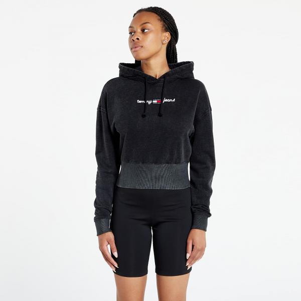 Tommy Jeans Crop Homespun Linear Hoodie Black