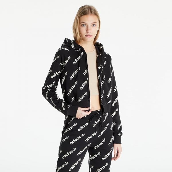 adidas Cropped Mono Hooded Track Top Black