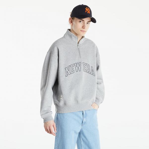 New Era Ne Heritage Collegiate Quarter Zip Light Grey Heather