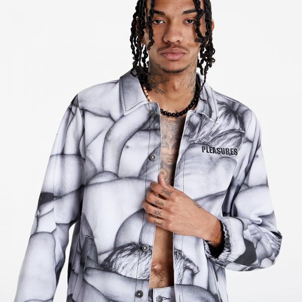 PLEASURES Orgy Denim Coaches Jacket Grey