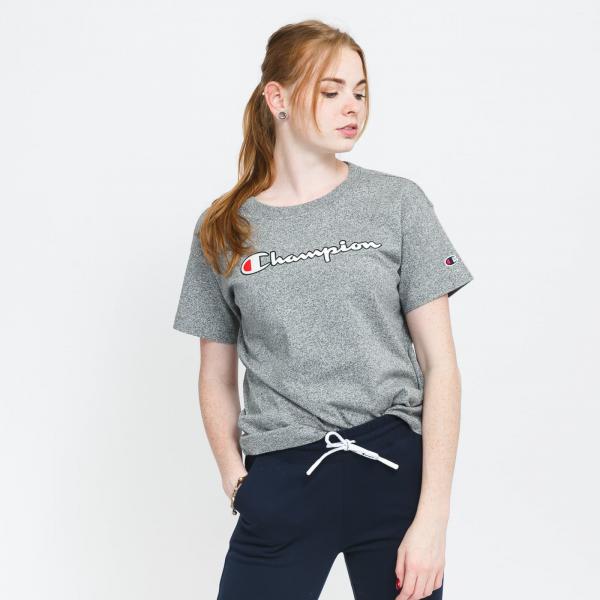 Champion Vintage Script Logo Crew Neck T-Shirt Melange Gray