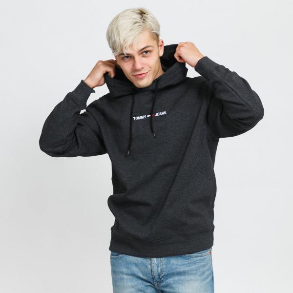 TOMMY JEANS M Straight Logo Hoodie Melange Black