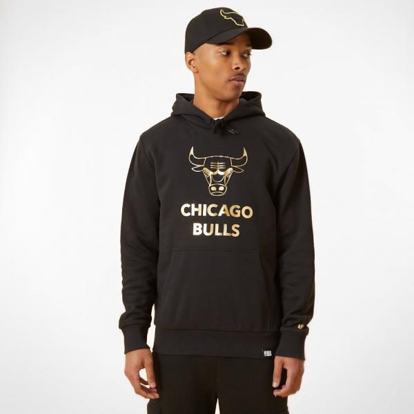 New Era Chicago Bulls Metallic Logo Black Hoodie Black