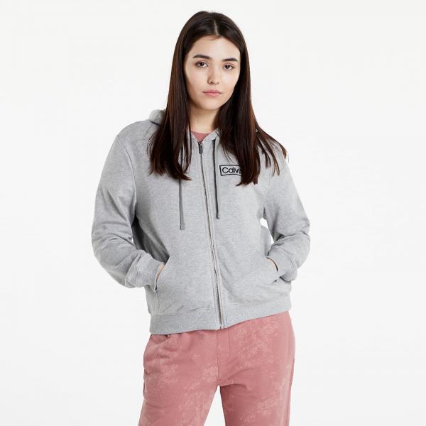 Calvin Klein Long Sleeve Full-Zip Hoodie Grey Heather