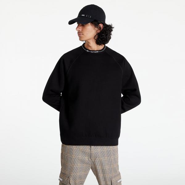 PLEASURES Cut Here Raglan Crewneck Black