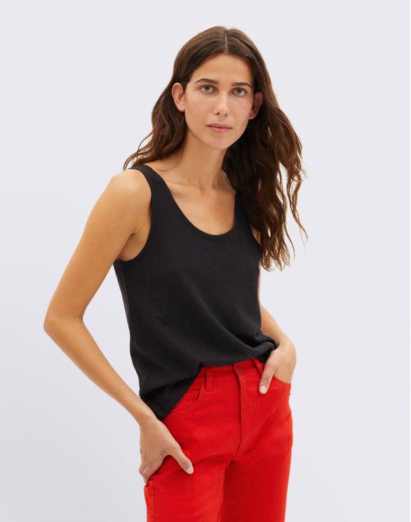 Thinking MU Black Hemp Tank Top BLACK XS