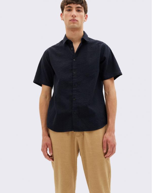 Thinking MU Dark Seersucker Tom Shirt NAVY S