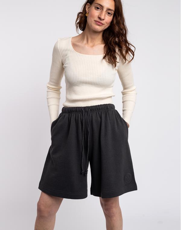 Ninety Percent Evan Hemp Organic Cotton Loopback Paperbag Short CHARCOAL M