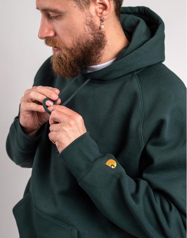 Carhartt WIP Hooded Chase Sweat Juniper / Gold S