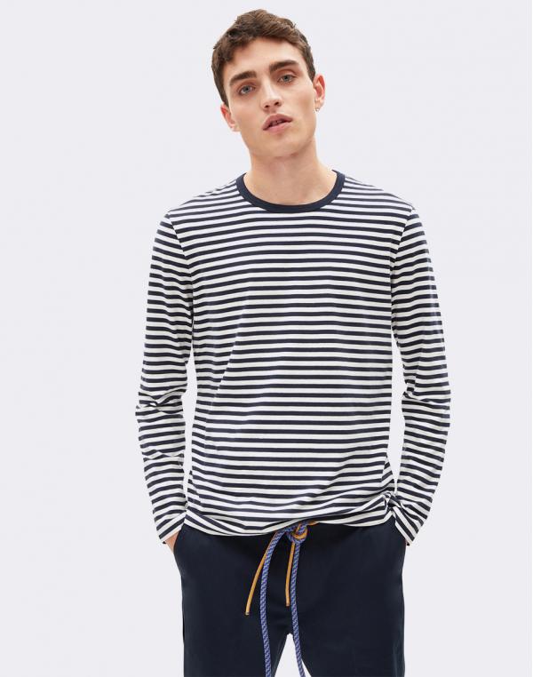 Tričko Armedangels Johaan Stripes night sky-white