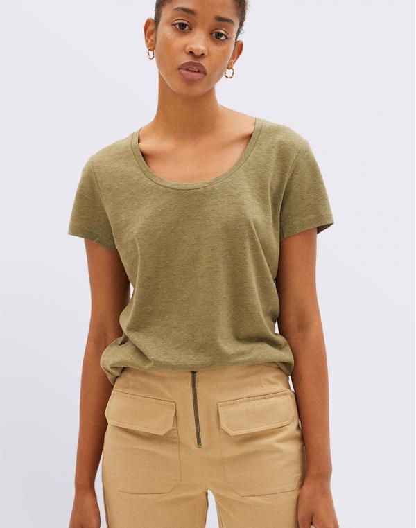 Tričko Thinking MU Kaki Hemp Regina T-Shirt KAKI
