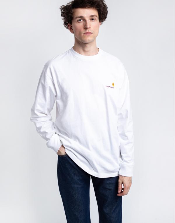 Tričko Carhartt WIP L/S American Script T-Shirt White